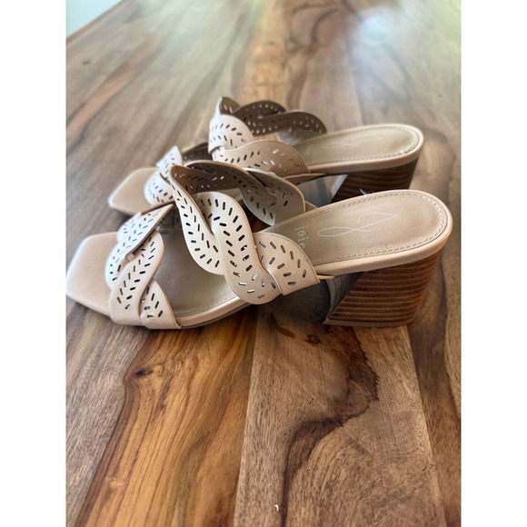 Joie Shoes - Joie Society Nude Beige Perforated Braided Block Heel Sandals Mule 6.5M P3SOC31P